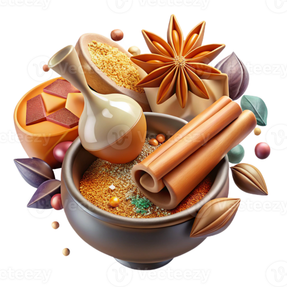 serene artistic Spice Mix Aromatic Spices Isolated Cooking Blog high quality png