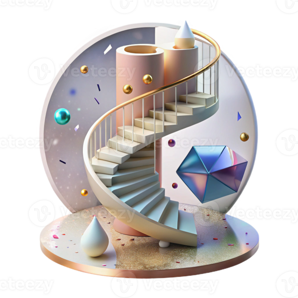 vibrant creative Spiral Staircase with Open Center Transparent genuine png