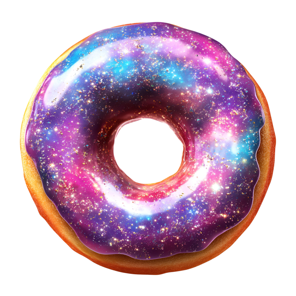 3D Space-Themed Donut With Swirling Galaxy Frosting On Transparent Background png