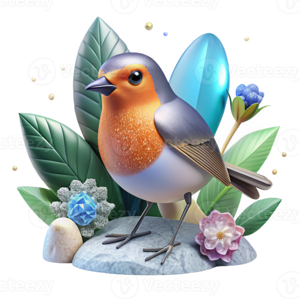 magnificent creative Spring Robin Bird Cutout for Nature Themes premium png