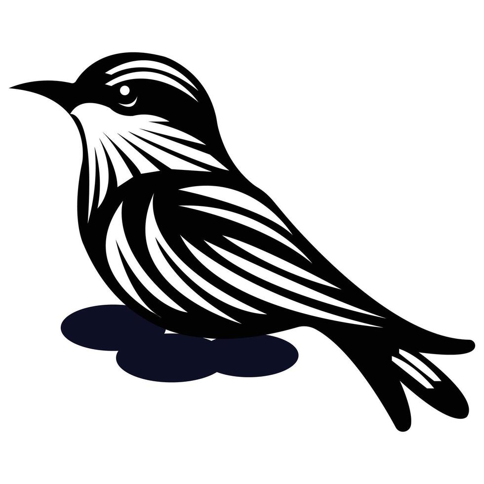 Black and White Bird Elegant Stylized Bird Illustration vector