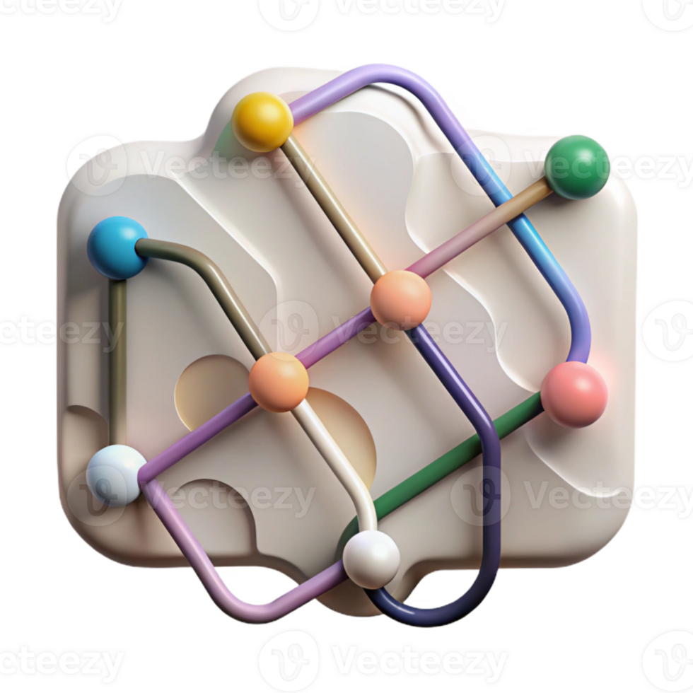 vibrant rustic Subway Map with Branching Routes Isolated for Complex Networks high resolution png