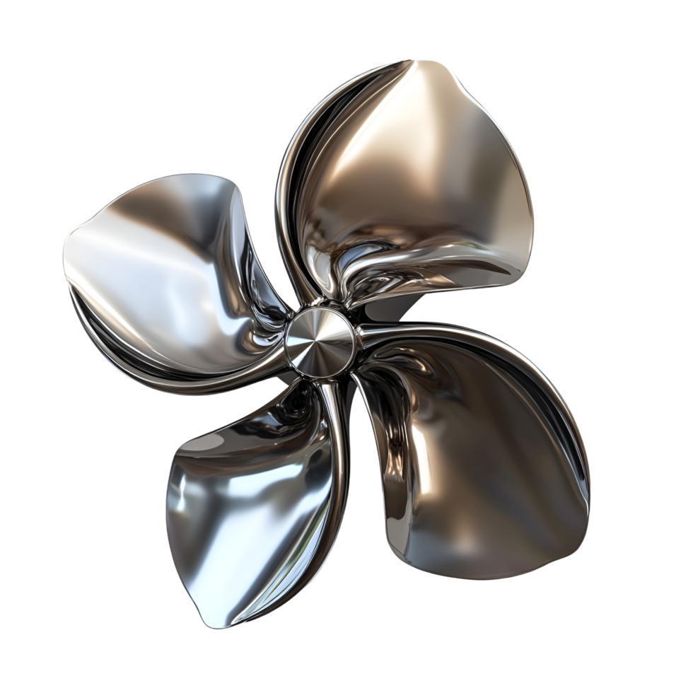 3D Nautical Five Blade Propeller On Transparent Background png