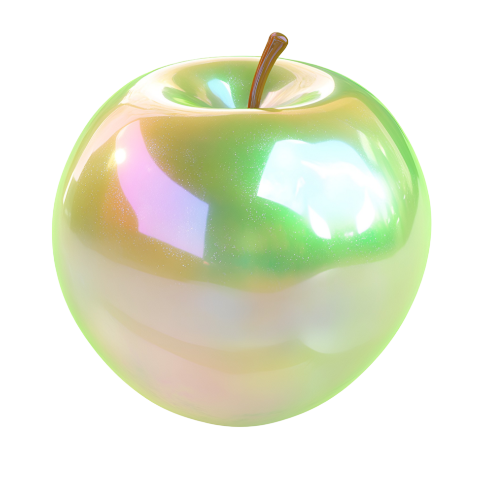 3D Colorful Apple With Shiny Rainbow Effect On Transparent Background png