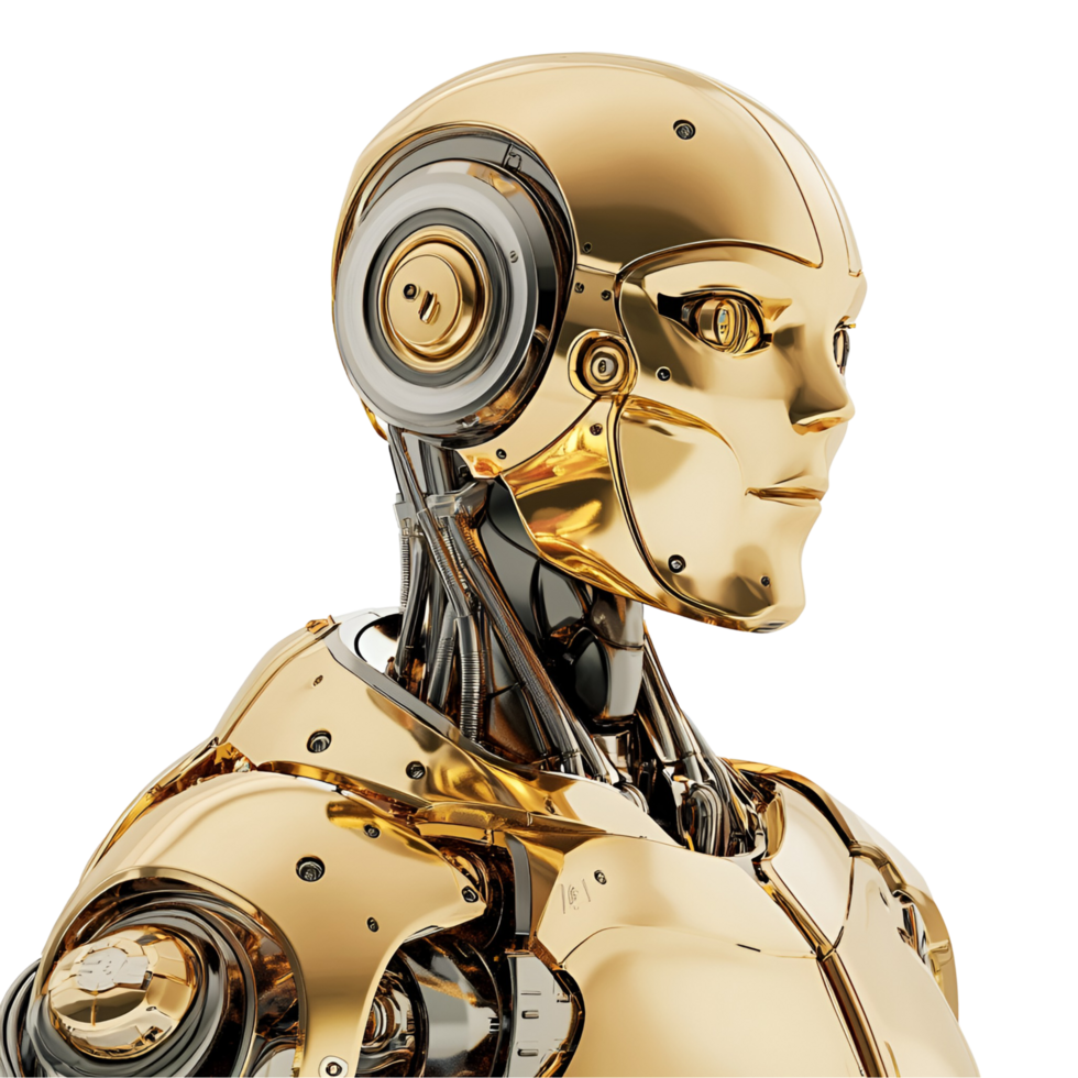 3D Modern AI Robot Standing On Transparent Background png