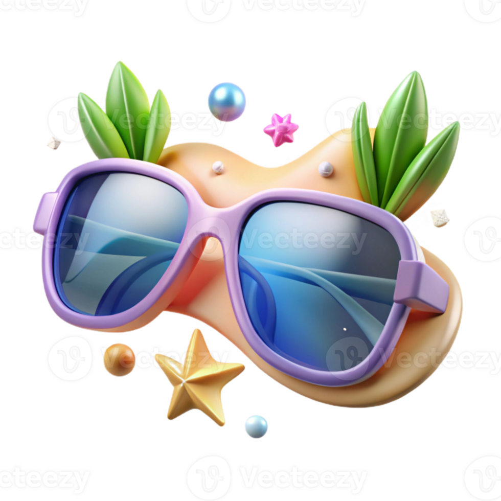 wonderful modern Summer Sunglasses Transparent for Beach Vacation authentic png