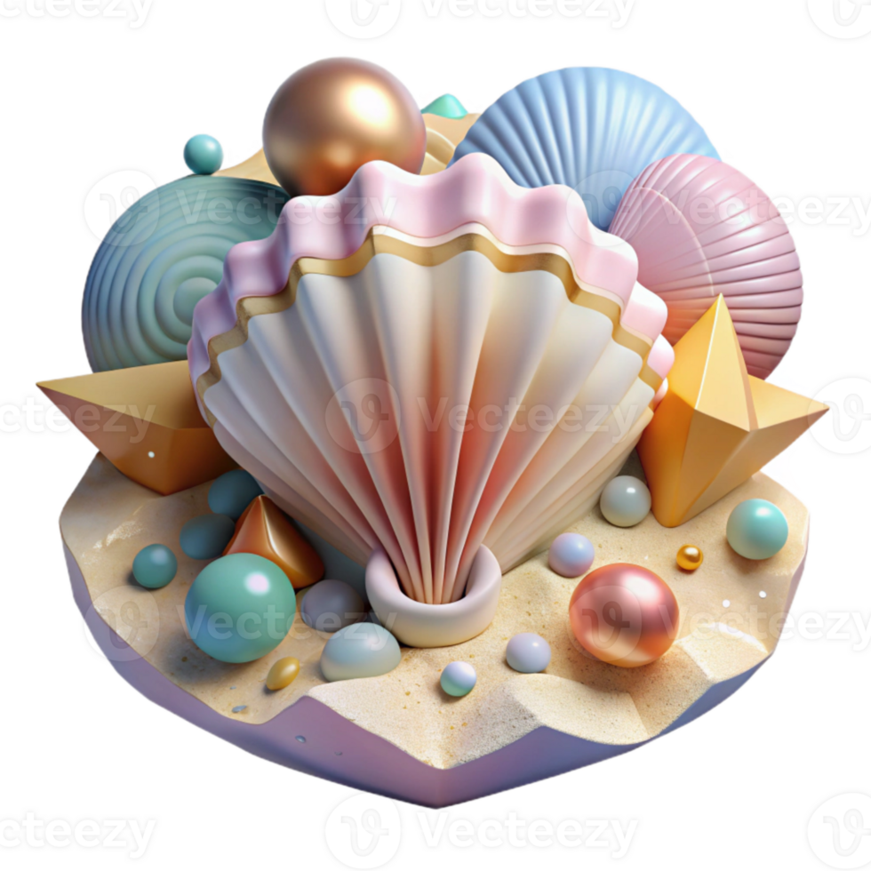 beautiful abstract Summer Seashell Cutout for Beachcombing detailed png