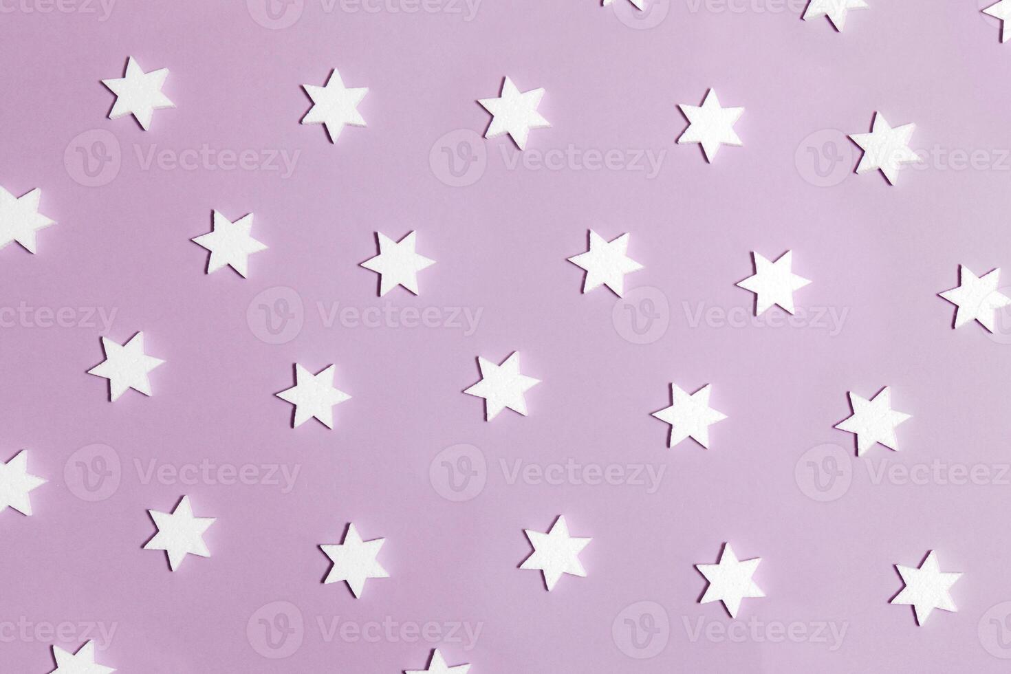 Modern lilac background with white stars photo
