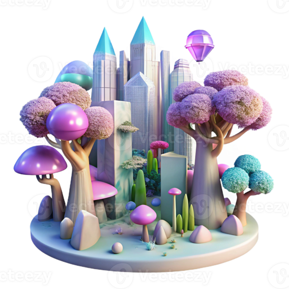 serene classic Surreal Cityscape with Giant Statues Transparent professional png