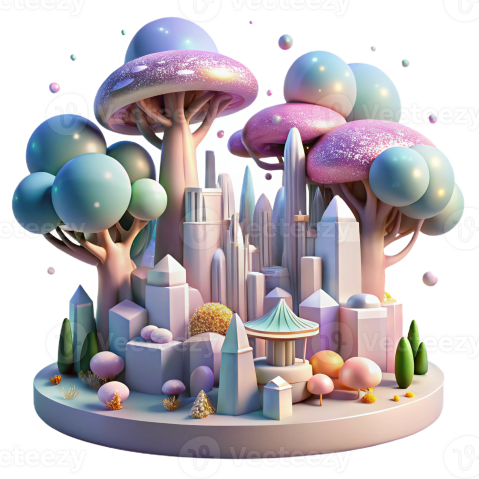 beautiful vintage Surreal Cityscape with Giant Statues Transparent authentic png