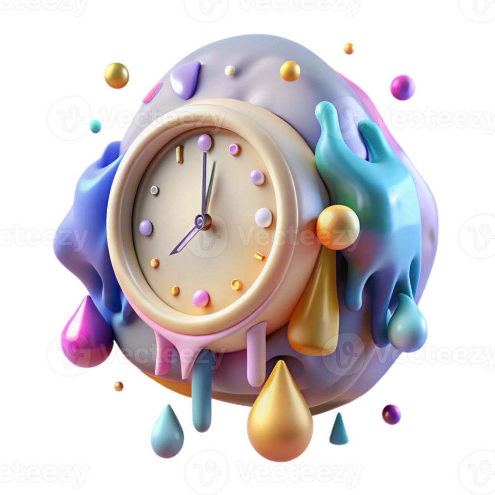 serene traditional Surreal Melting Clock Transparent Background Dreamlike Scene authentic png