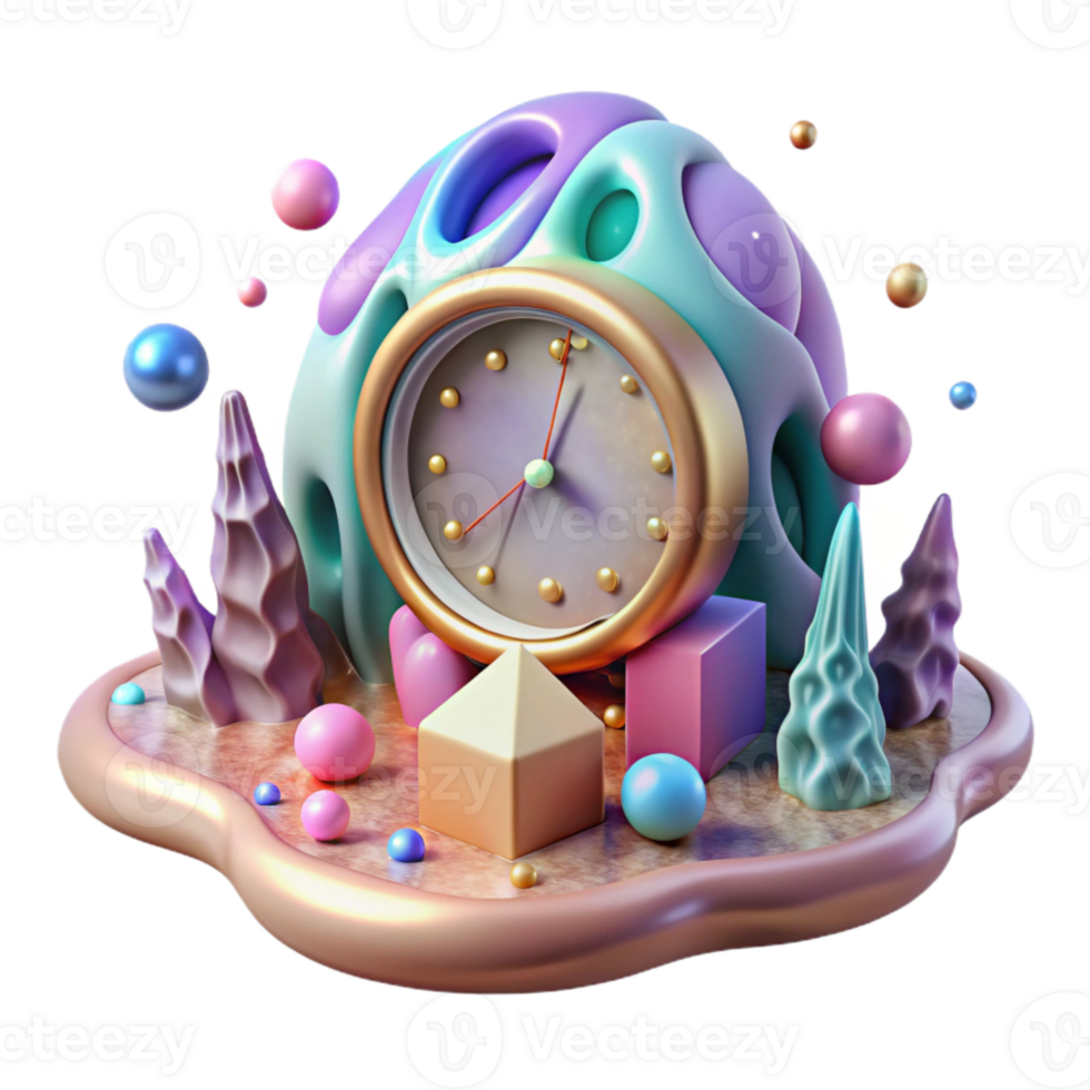beautiful minimalist Surreal Melting Clock Transparent Background Dreamlike Scene png
