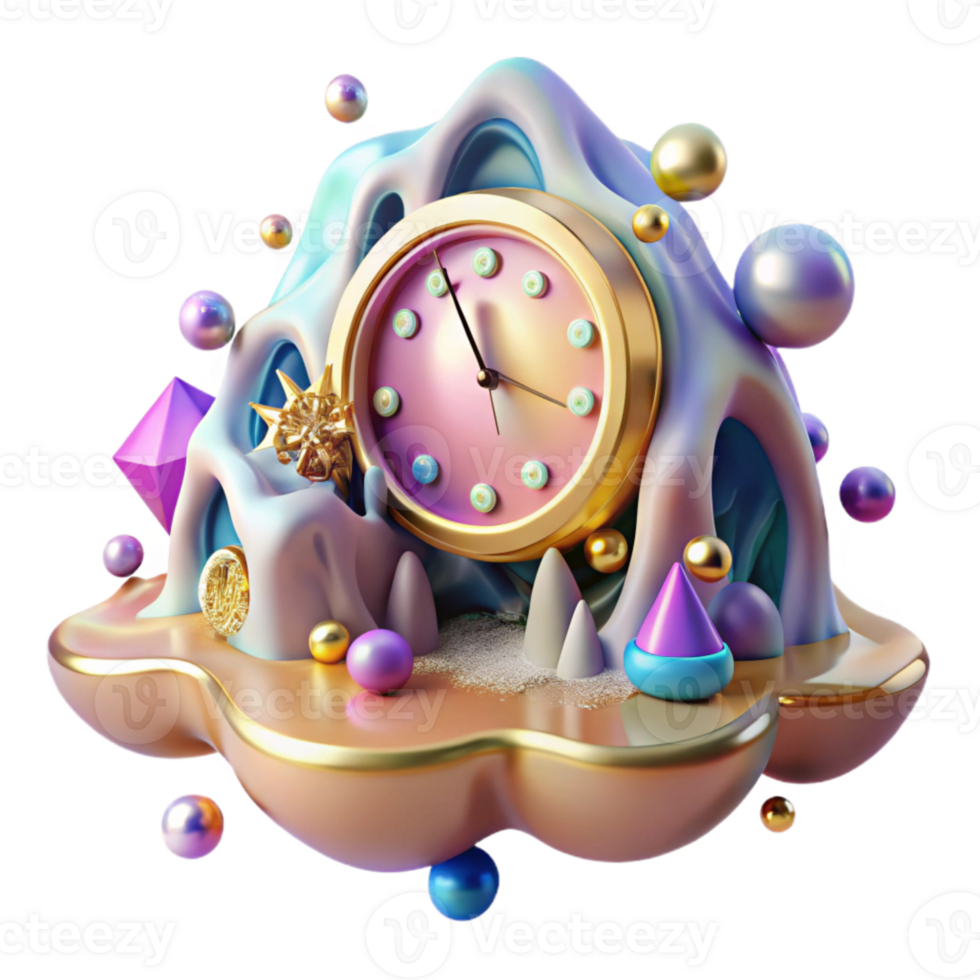 wonderful contemporary Surreal Melting Clock Transparent Background Dreamlike Scene high quality png