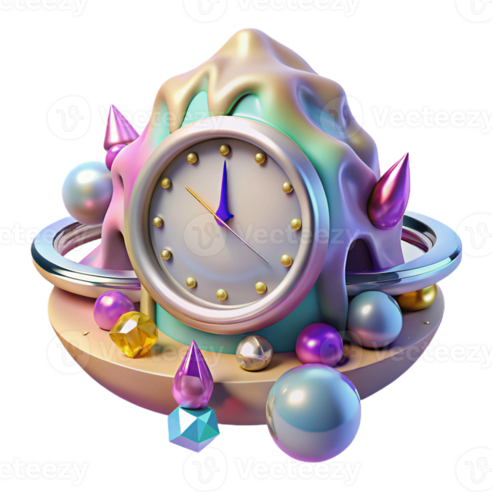 beautiful traditional Surreal Melting Clock Transparent Background Dreamlike Scene premium png