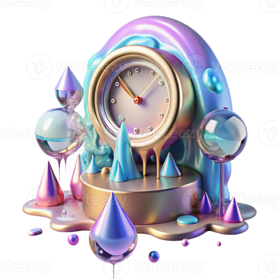 beautiful artistic Surreal Melting Clock Transparent Background Dreamlike Scene original png