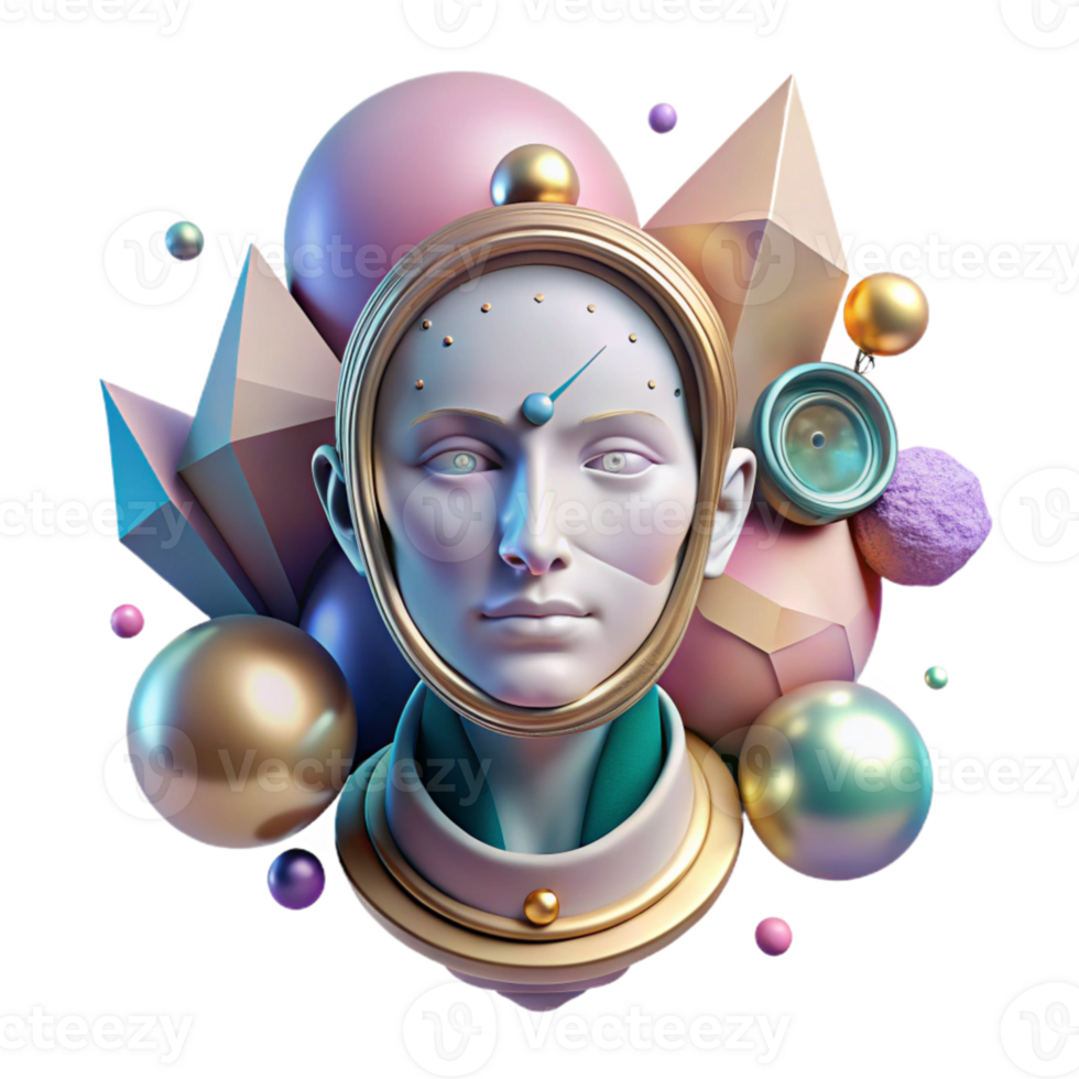 impressive abstract Surreal Portrait with a Fishbowl Head Transparent high quality png