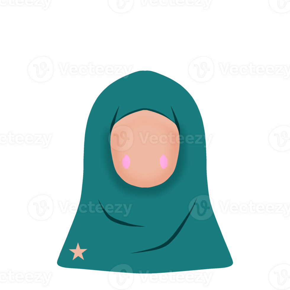 A cartoon woman wearing a green hijab png
