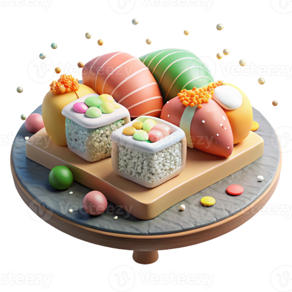 vibrant classic Sushi Platter Isolated for Japanese Food Menu original png