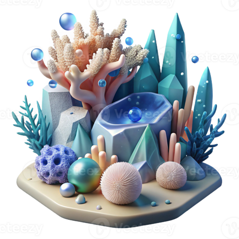 vibrant rustic Surreal Underwater Scene with Floating Objects Transparent authentic png