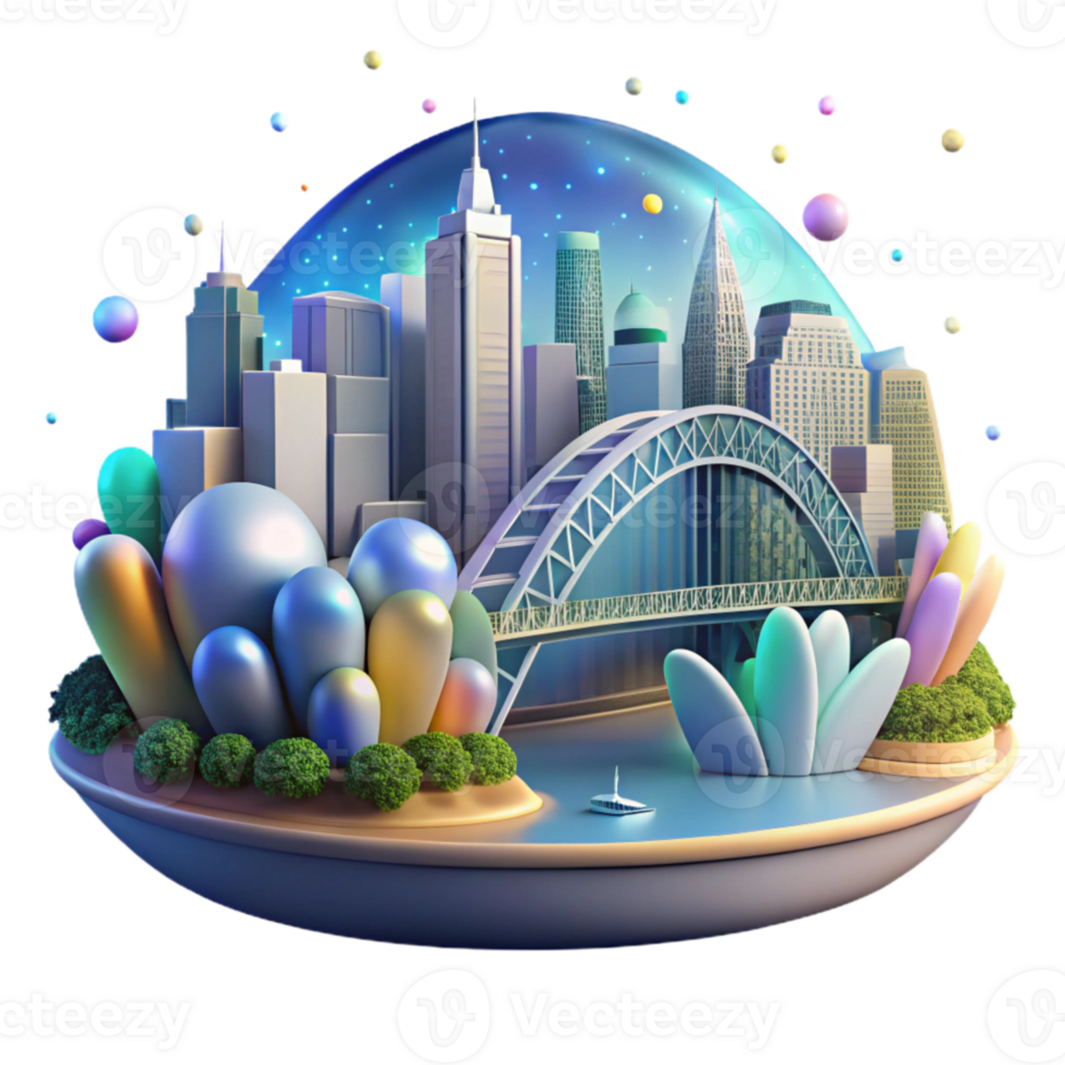 elegant contemporary Sydney Skyline Harbour Bridge at Night Transparent for Australian Icons high quality png