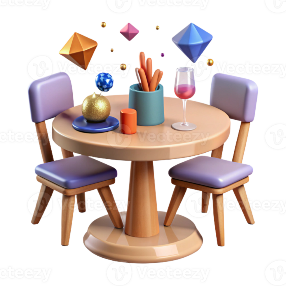 elegant vintage Table Icon Cutout for Restaurant Menus detailed png