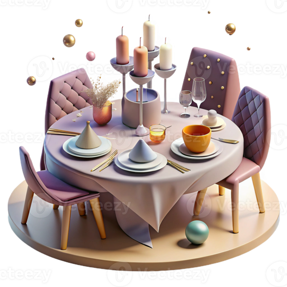 vibrant artistic Table Setting Dining Arrangement Transparent for Restaurant Graphics png
