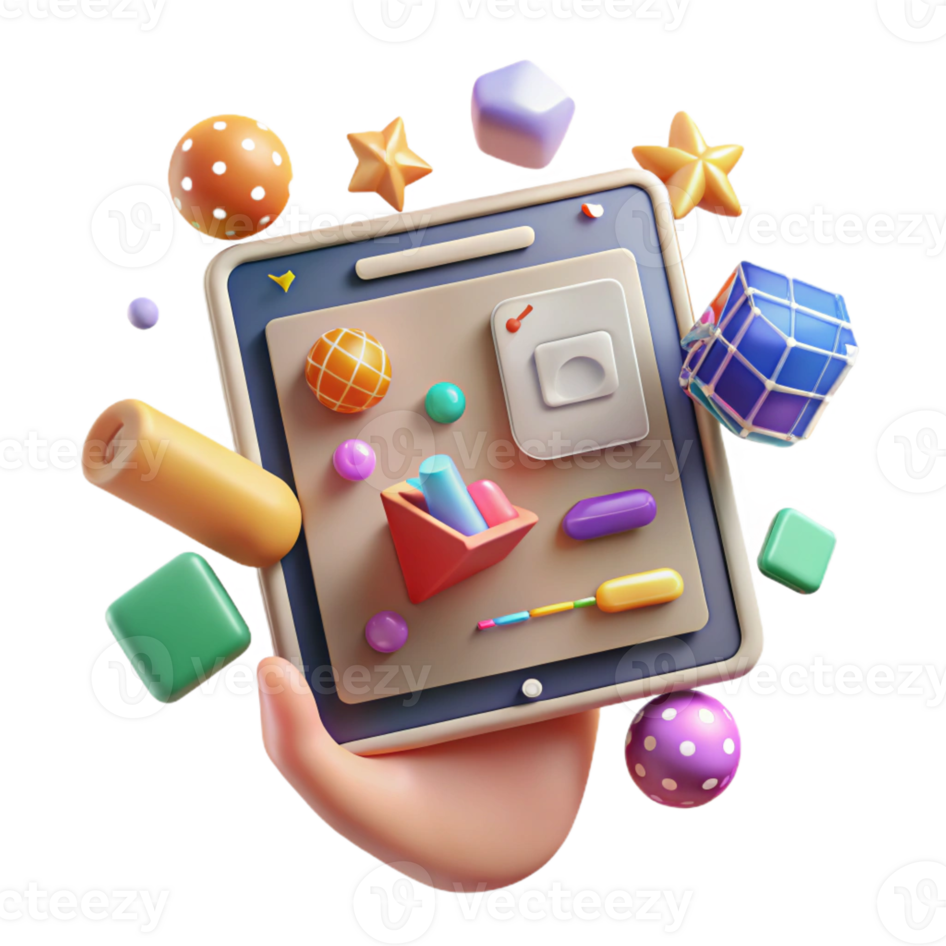 stunning modern Tablet Device in Hand User Interface Cutout for App ...