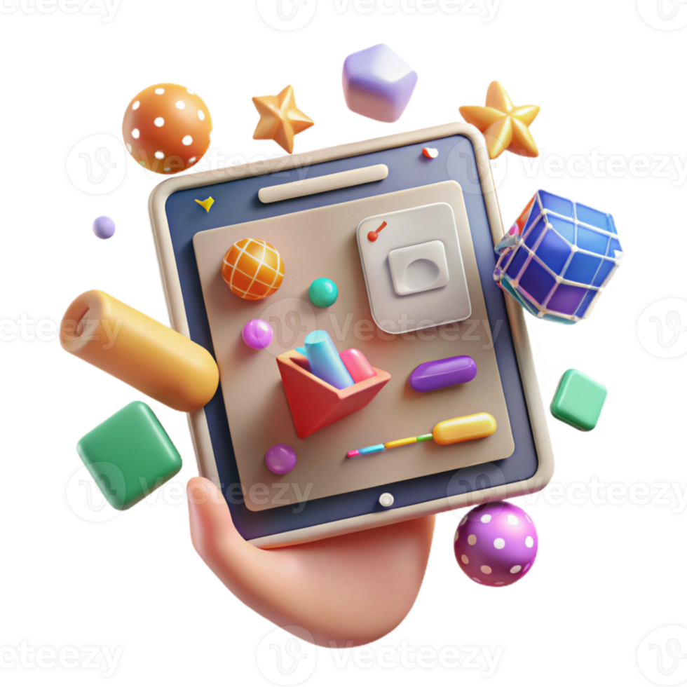 stunning modern Tablet Device in Hand User Interface Cutout for App Interactions original png