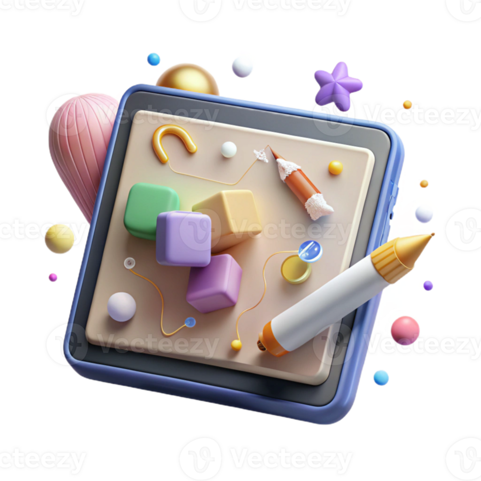 elegant minimalist Tablet Device with Drawing App Interface Transparent for Digital Artists high quality png