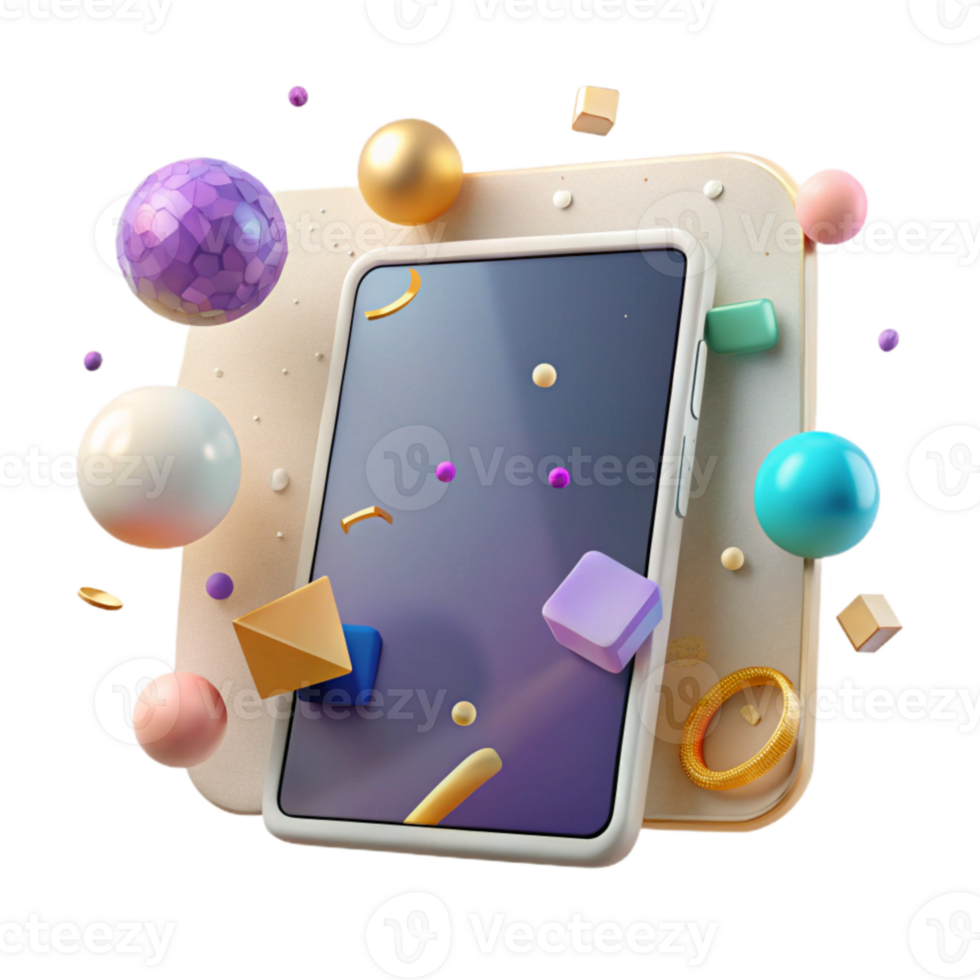 vibrant contemporary Tablet Device Vertical Orientation Cutout for App Display authentic png