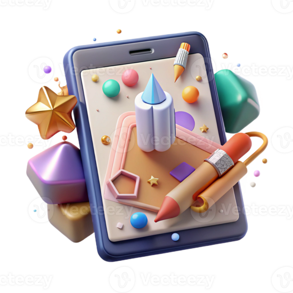 impressive classic Tablet Device with Drawing App Interface Transparent for Digital Artists high resolution png