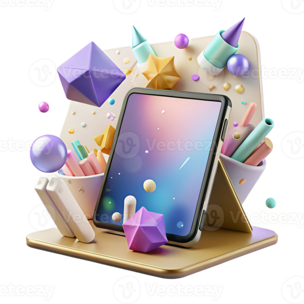 stunning traditional Tablet Device with Stand Case Viewing Mode Isolated for Media Consumption png