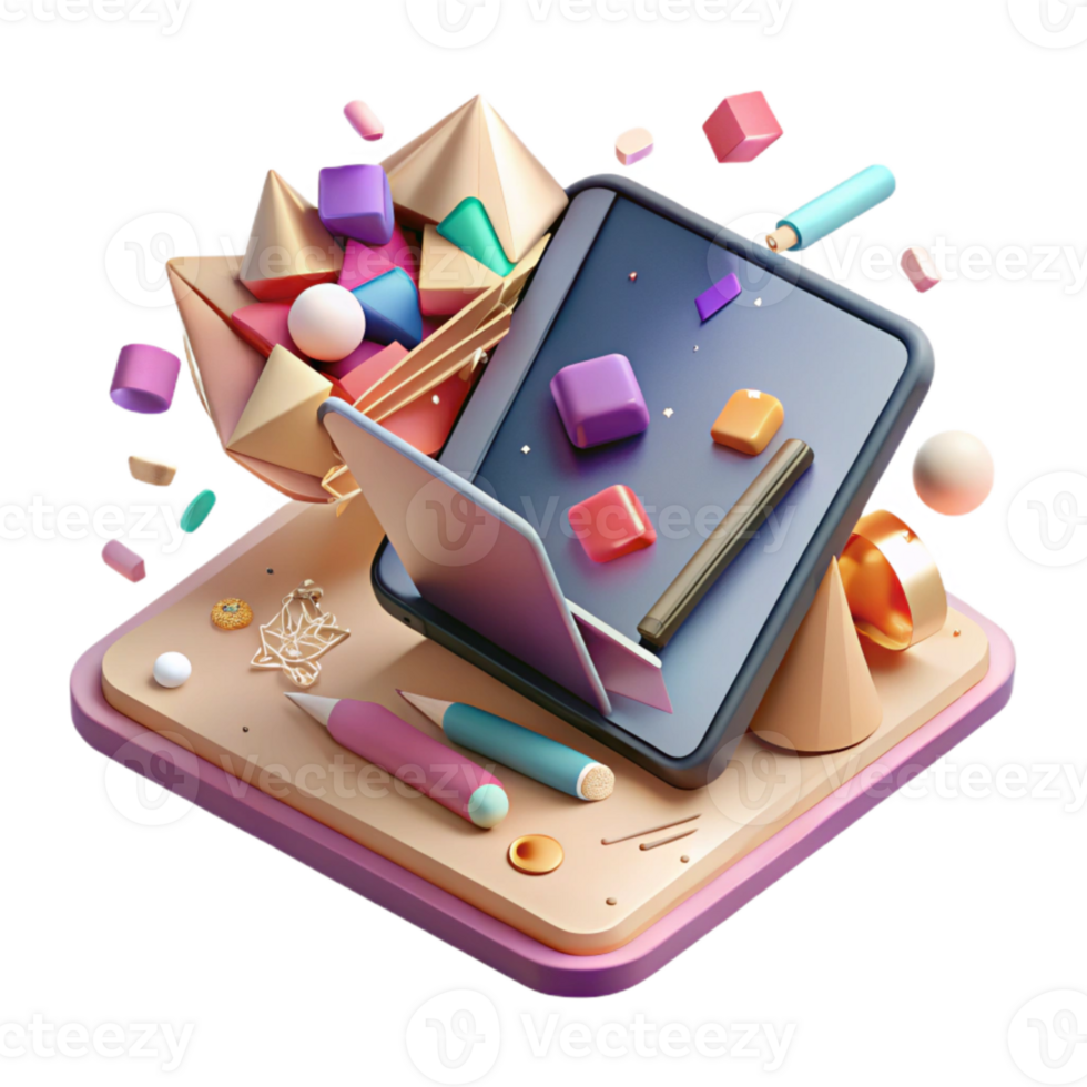 dramatic rustic Tablet Device with Keyboard Case Isolated for Productivity professional png