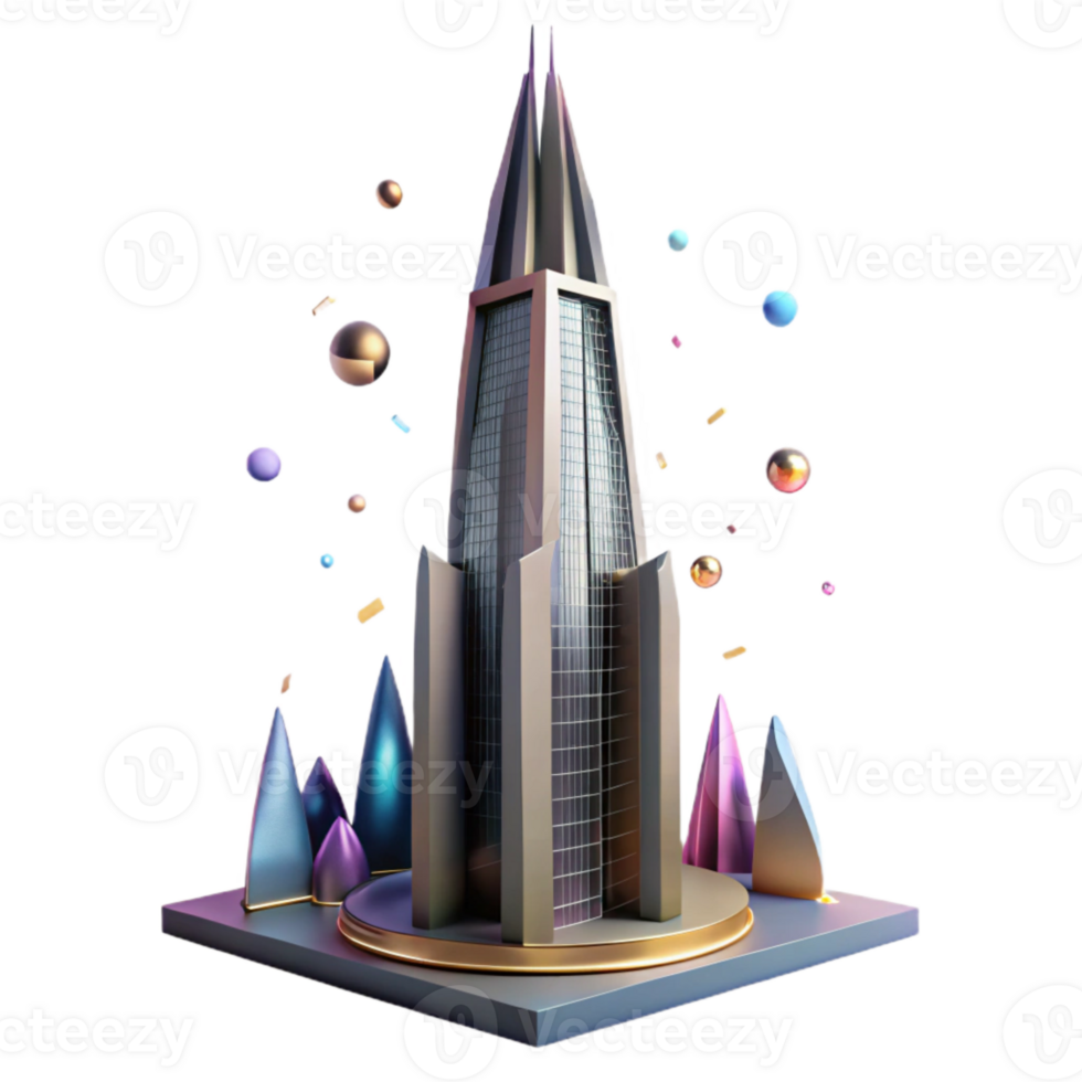 elegant rustic Tall Skyscraper Silhouette Structure Isolated png