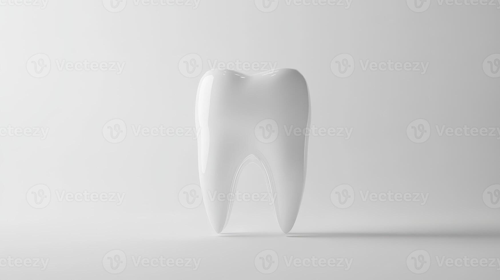 Realistic tooth model on white background for dental health concept photo
