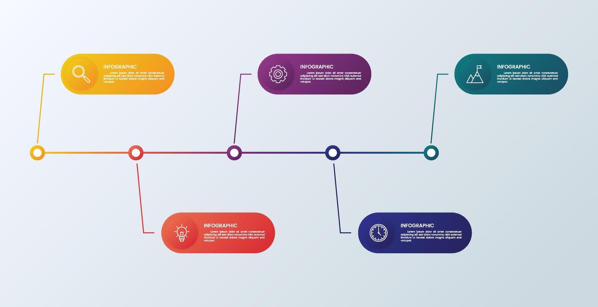 5 step flow chart infographic vector