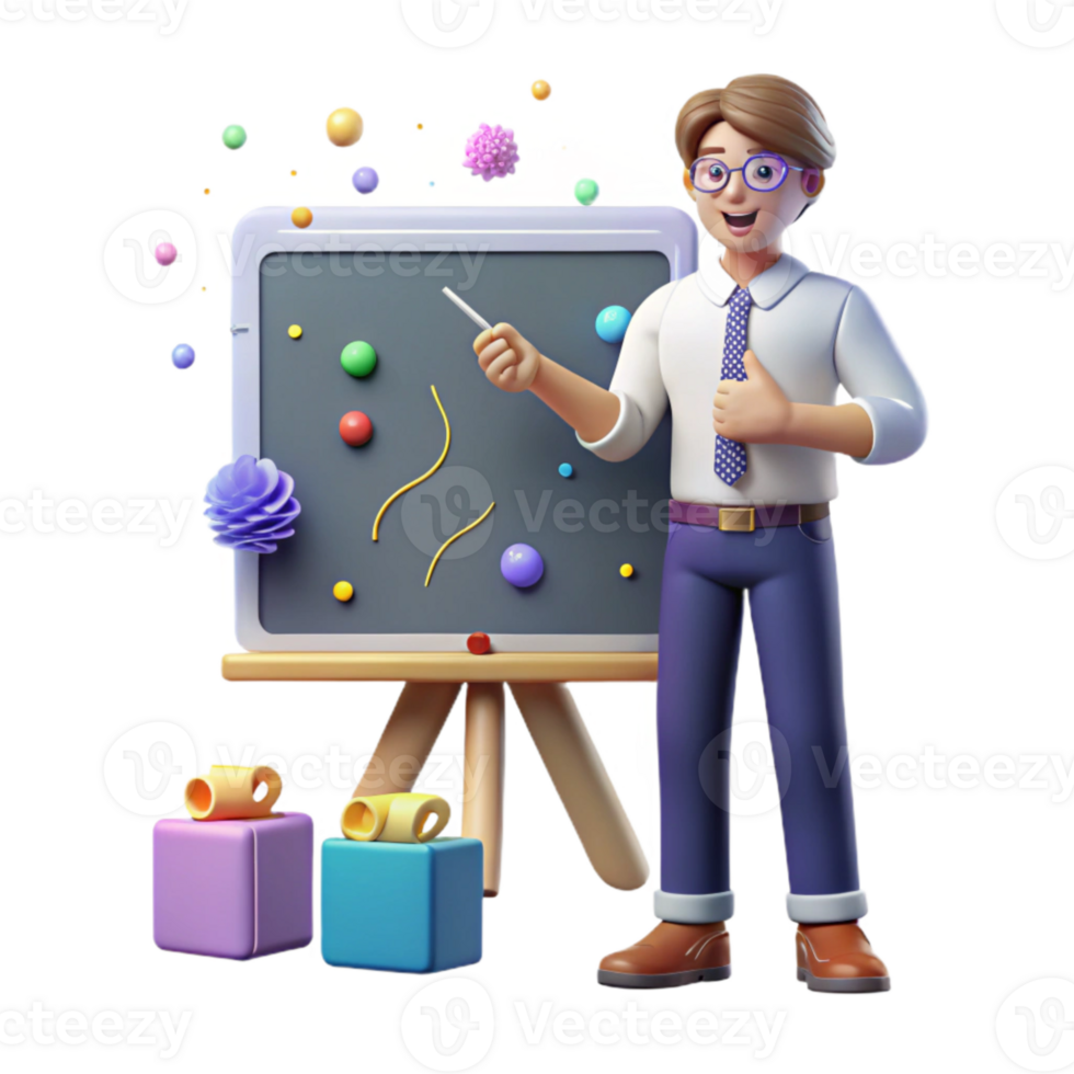 beautiful vintage Teacher Explaining Lesson Isolated for Classroom Scene Graphics authentic png