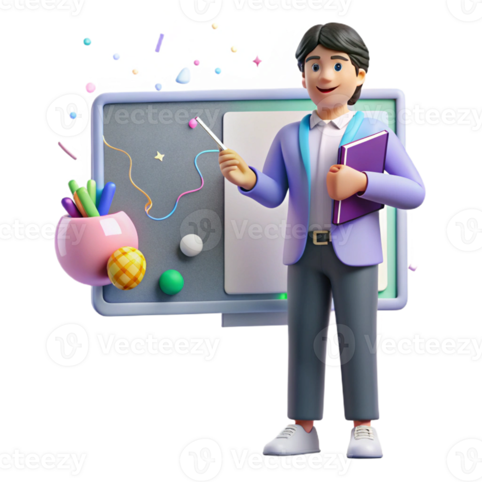 beautiful modern Teacher Explaining Lesson Isolated for Classroom Scene Graphics professional png