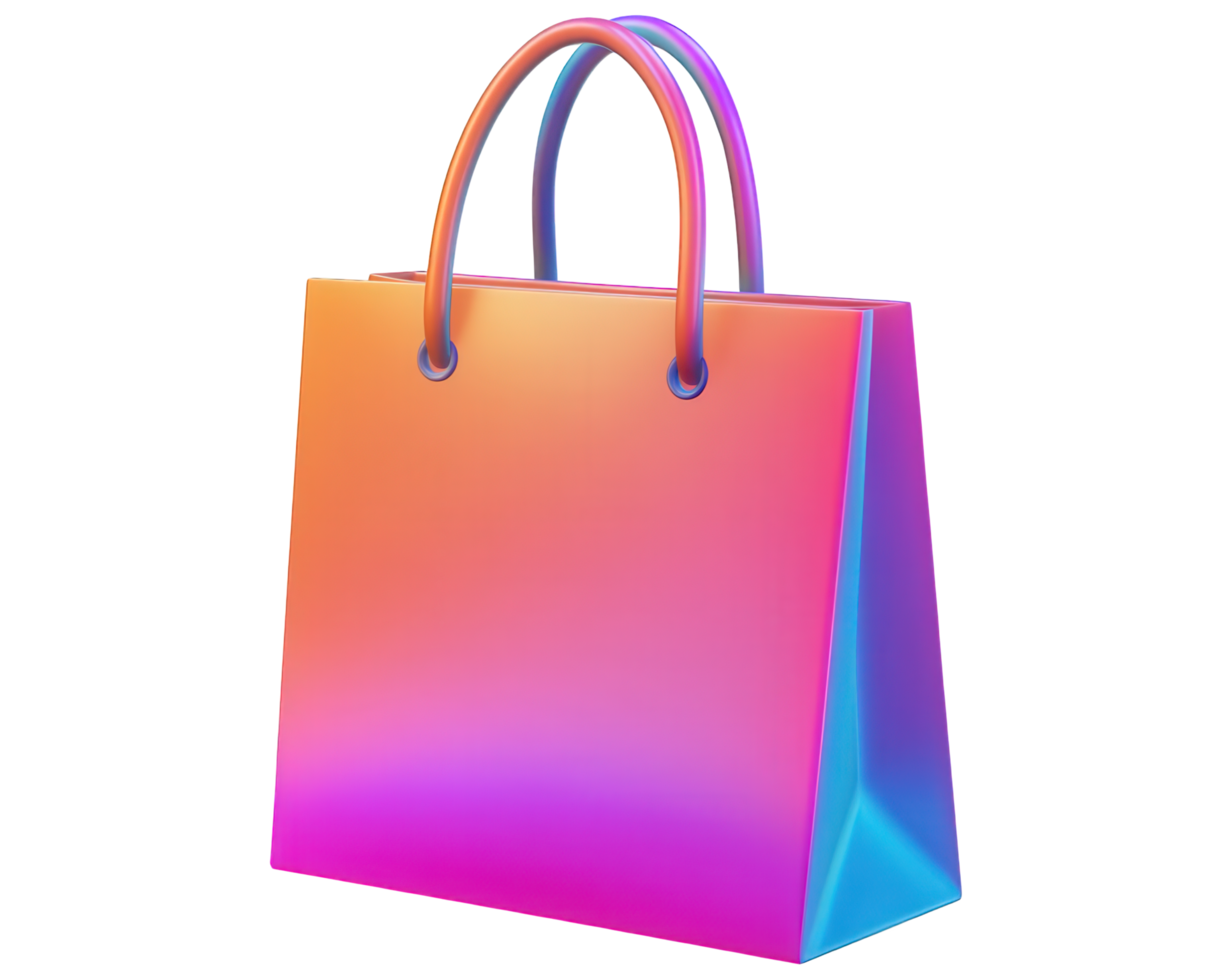 A shopping bag with a rainbow gradient png