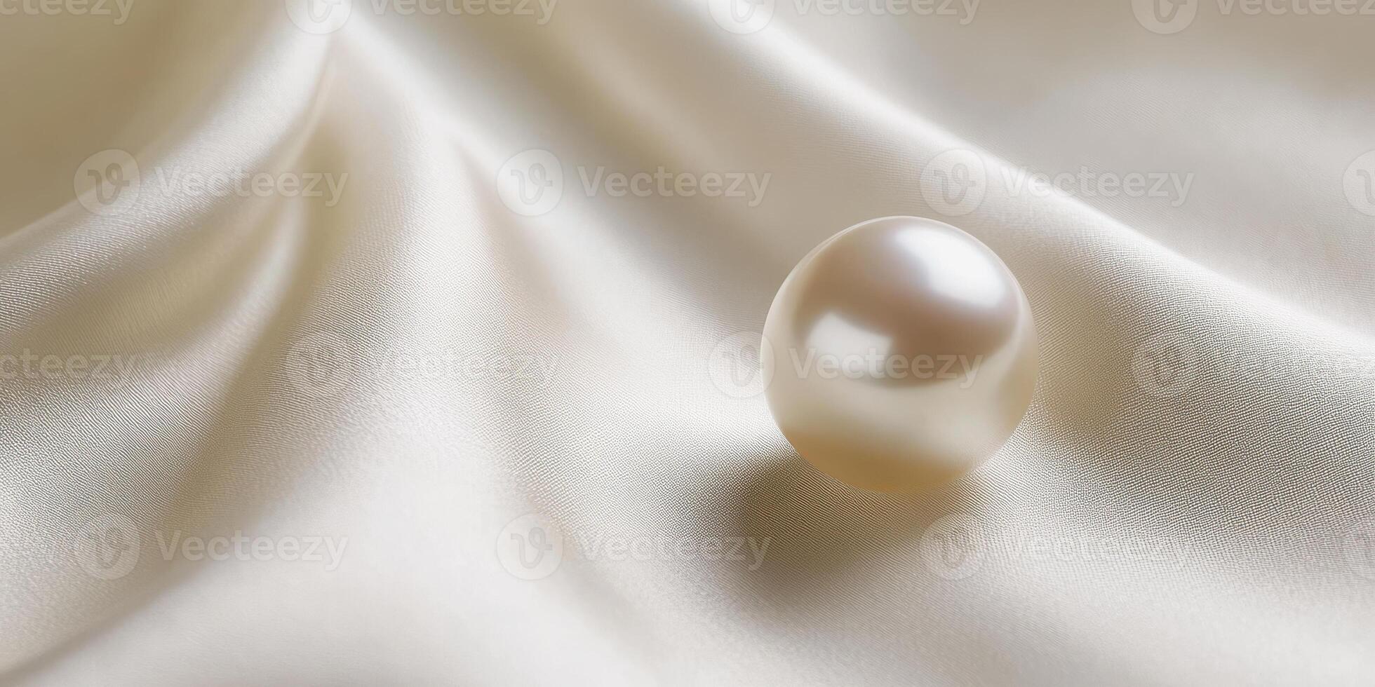 Elegant pearl on smooth silk surface highlighting luxury and elegance concept photo