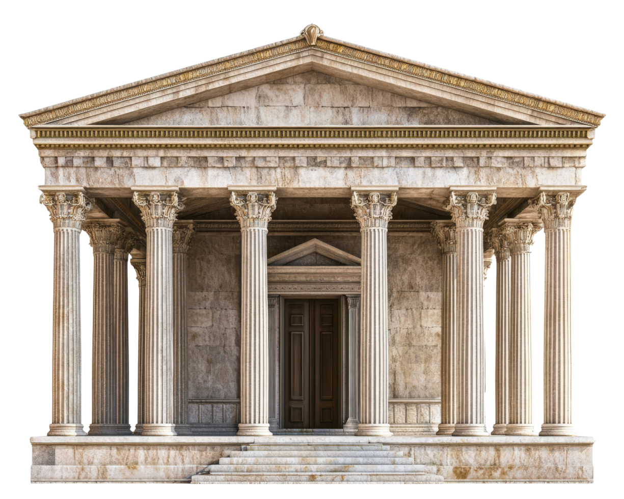 Ancient greek temple with columns and pillars png