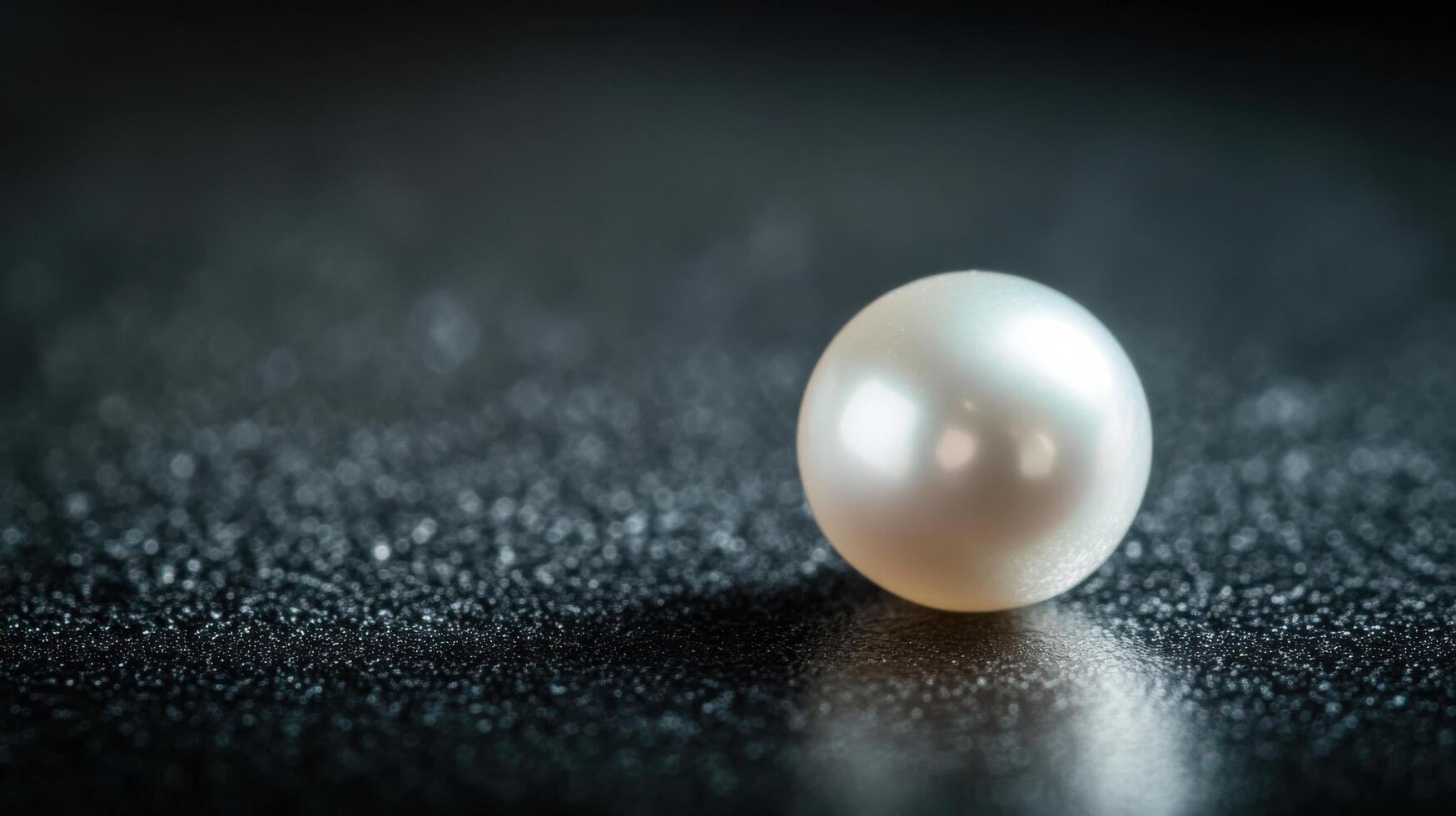 Elegant close-up of a shimmering pearl on textured surface capturing luxury and nature photo