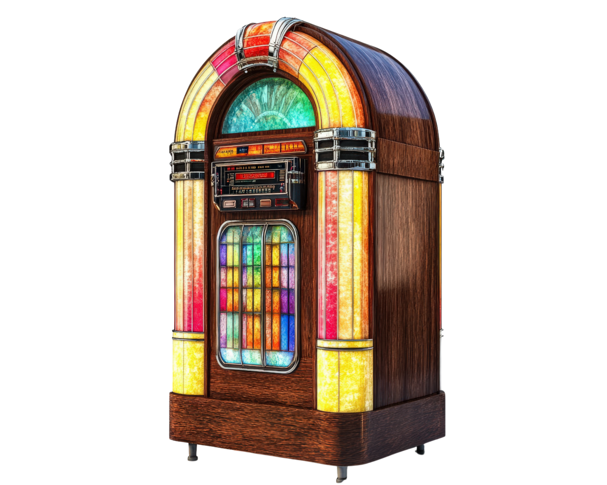 A jukebox is shown with colorful lights png