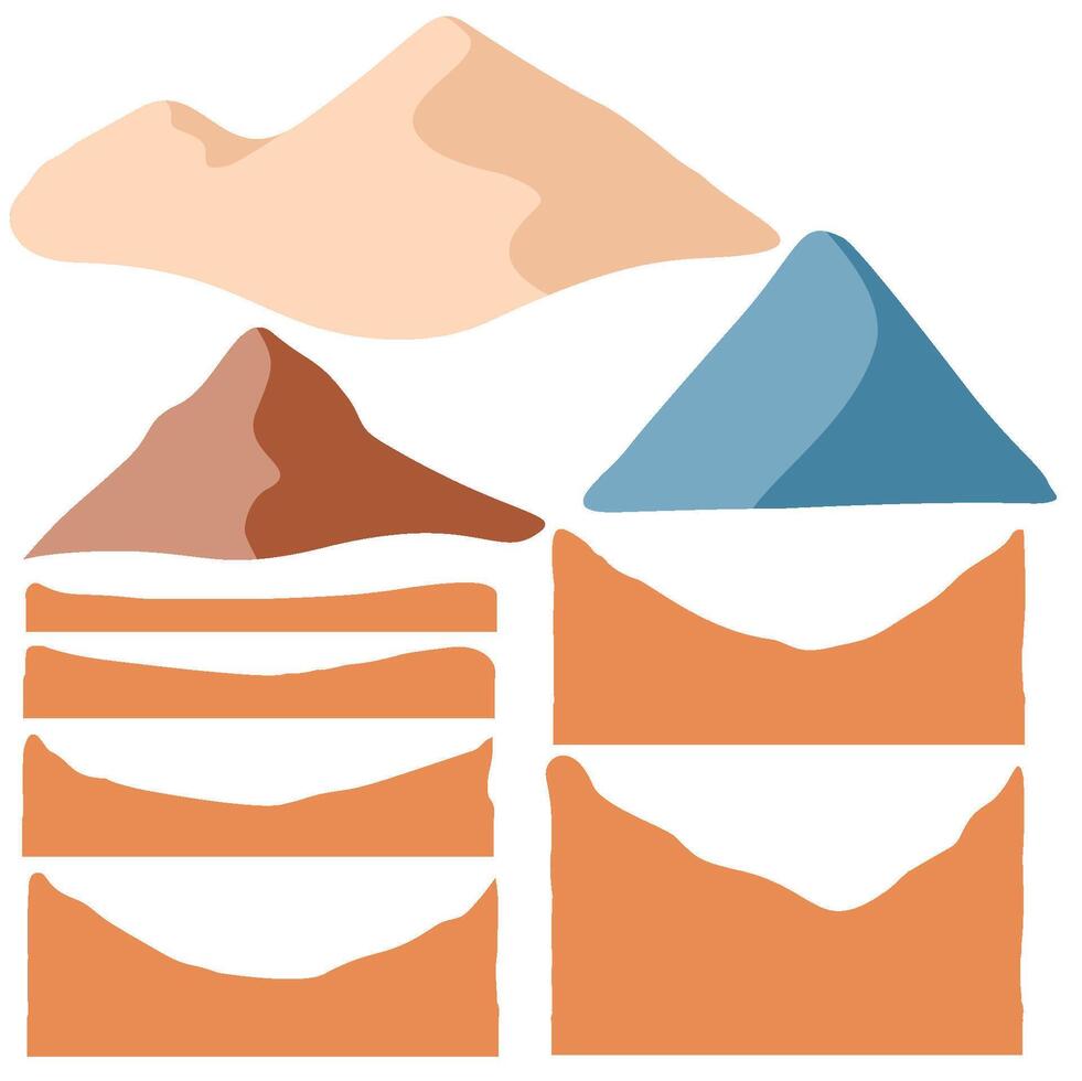 A set of different types of mountains and hills vector