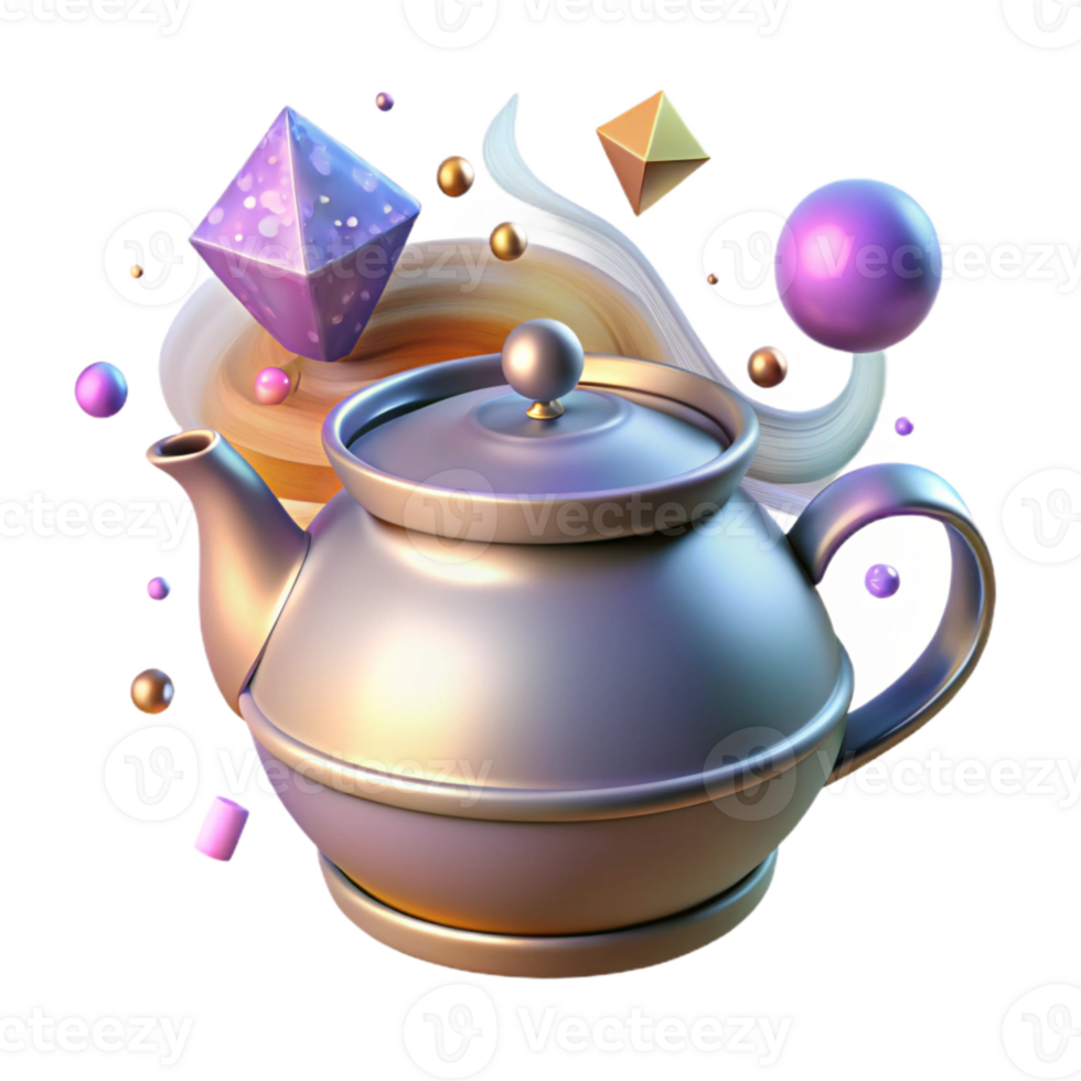 extraordinary modern Teapot with Steaming Tea Isolated for Tea Room Graphics high resolution png