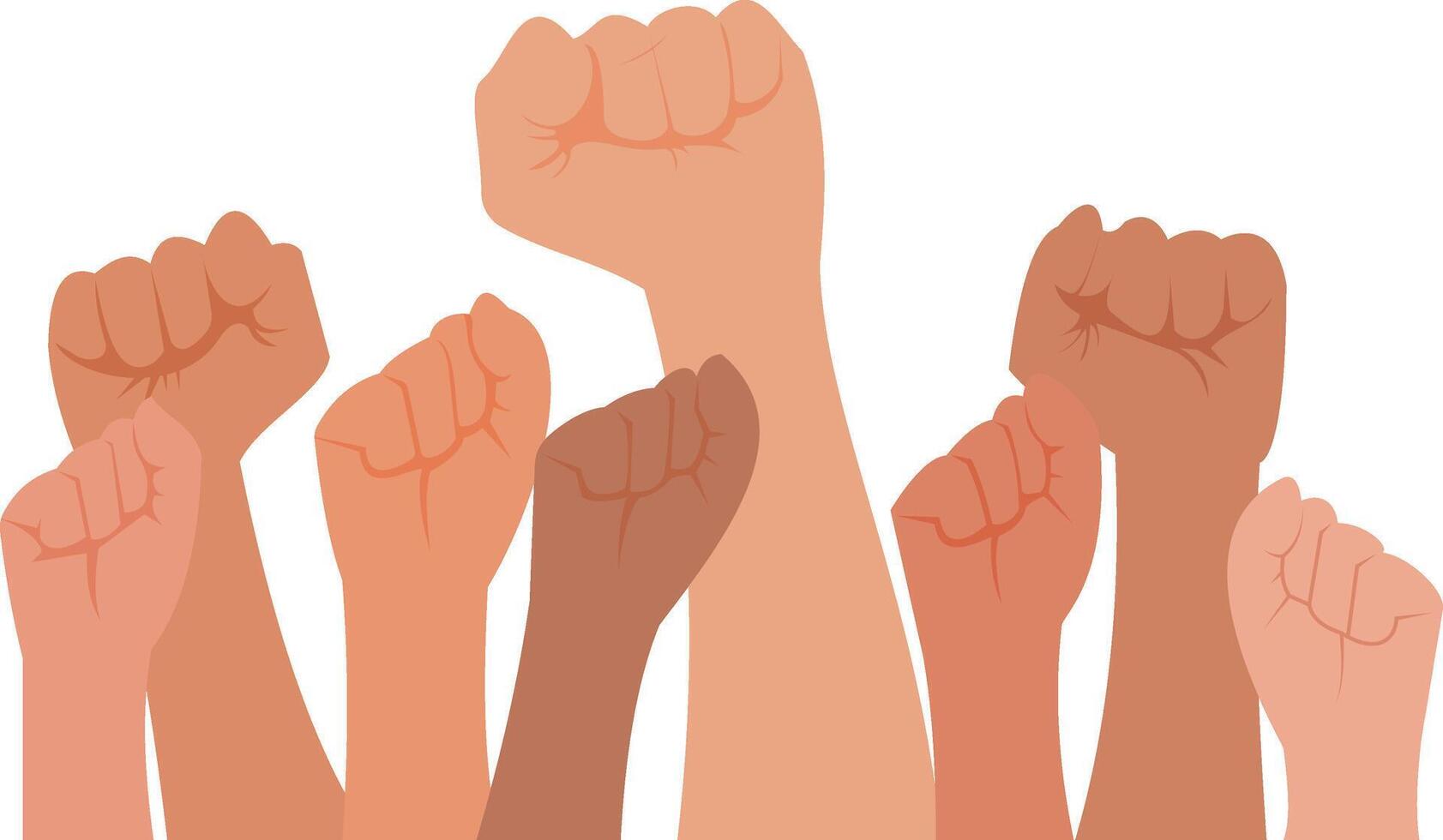 a group of people holding up their fists vector