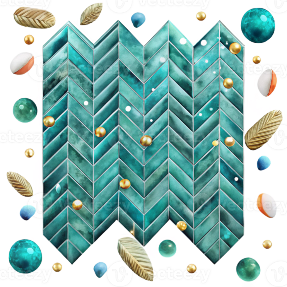 serene traditional Teal Herringbone Watercolor Pattern Transparent for Artistic Creations high resolution png
