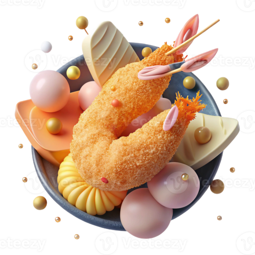 extraordinary vintage Tempura Shrimp Cutout for Japanese Food Menu high resolution png