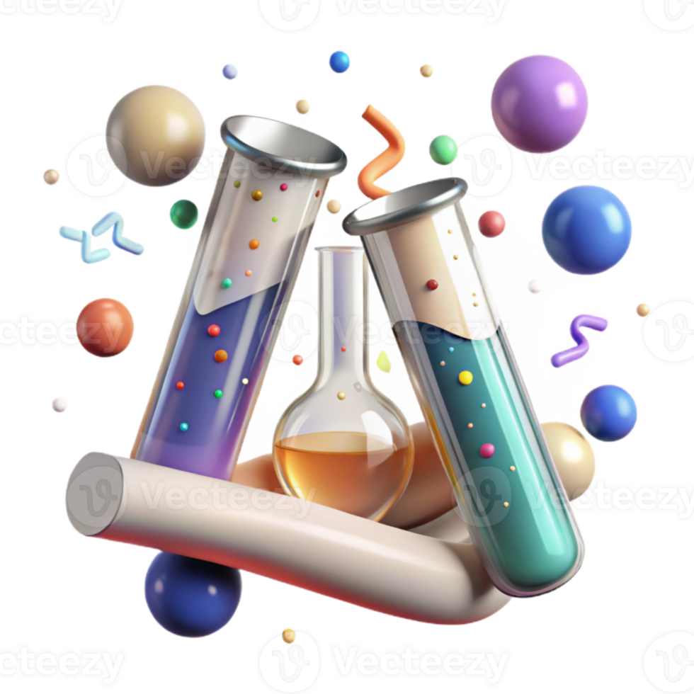 serene traditional Test Tubes with Chemicals Chemistry Experiment Cutout for Science Lab png