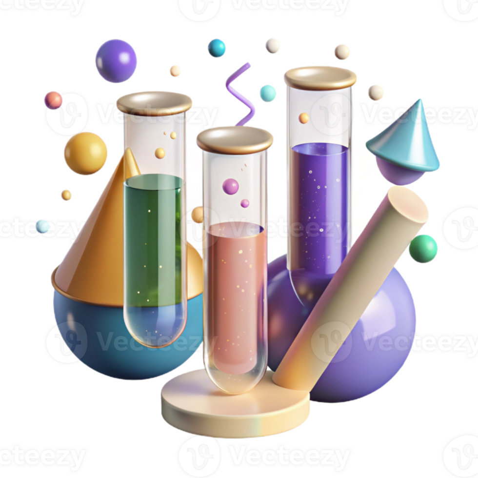 dramatic modern Test Tubes with Chemicals Chemistry Experiment Cutout for Science Lab professional png
